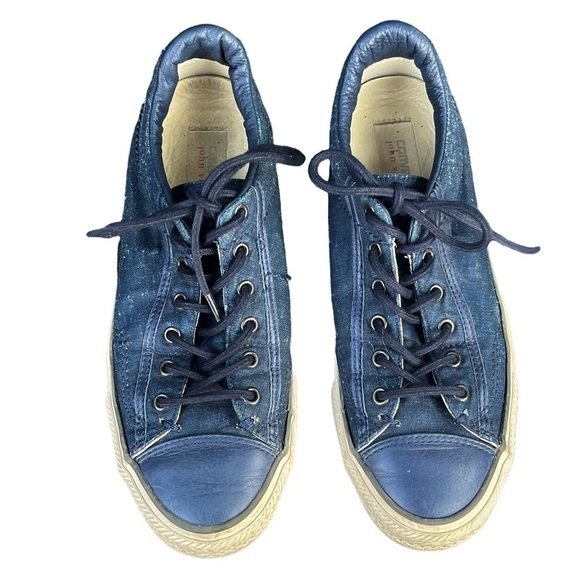 Converse All Star X John Varvatos Low Top Blue Leather Denim Sneakers - Picture 2 of 9